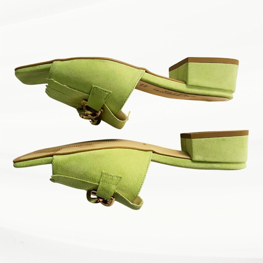 Vera Pelle Green Sandals with Gold Accents - Picture 7 of 12